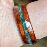 Walnut Burl bentwood ring with Bloodstone inlay