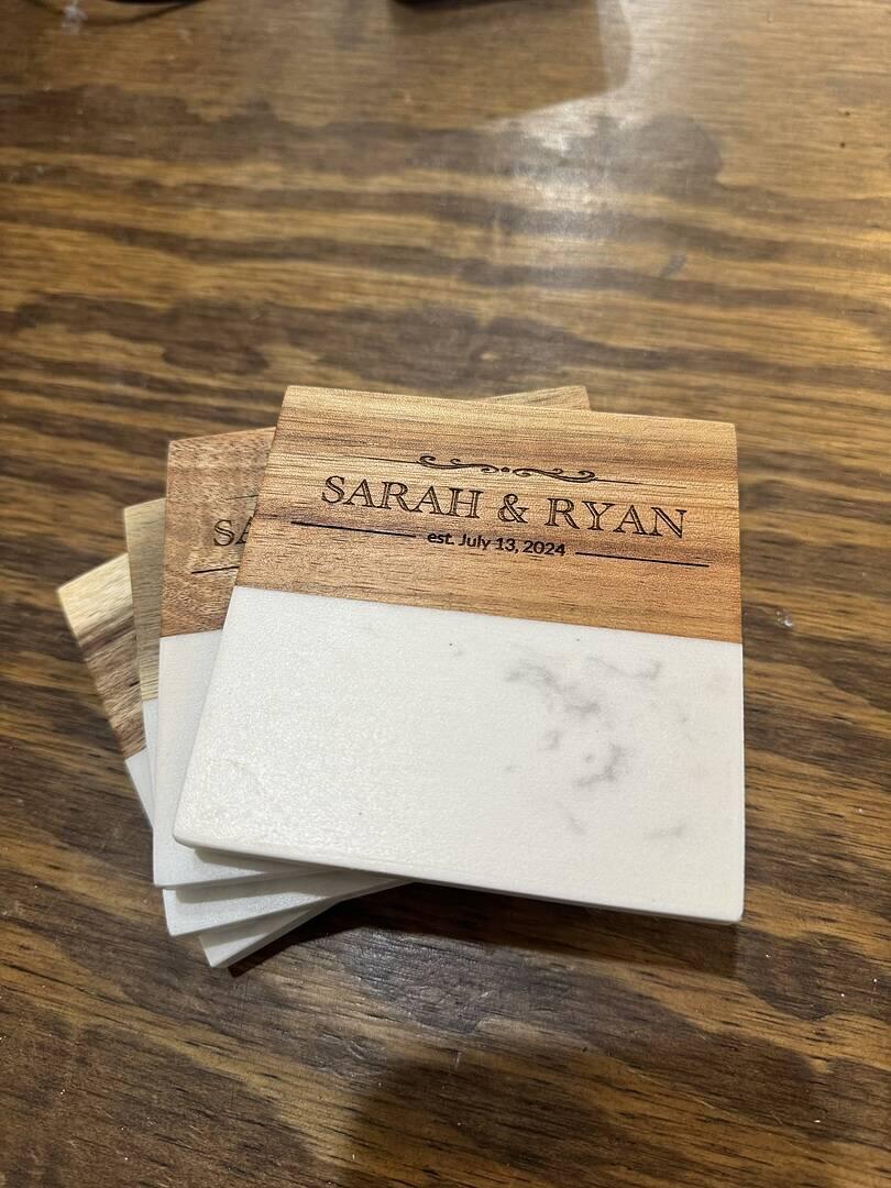 Marble Coaster Set - 4 Piece + Display Base