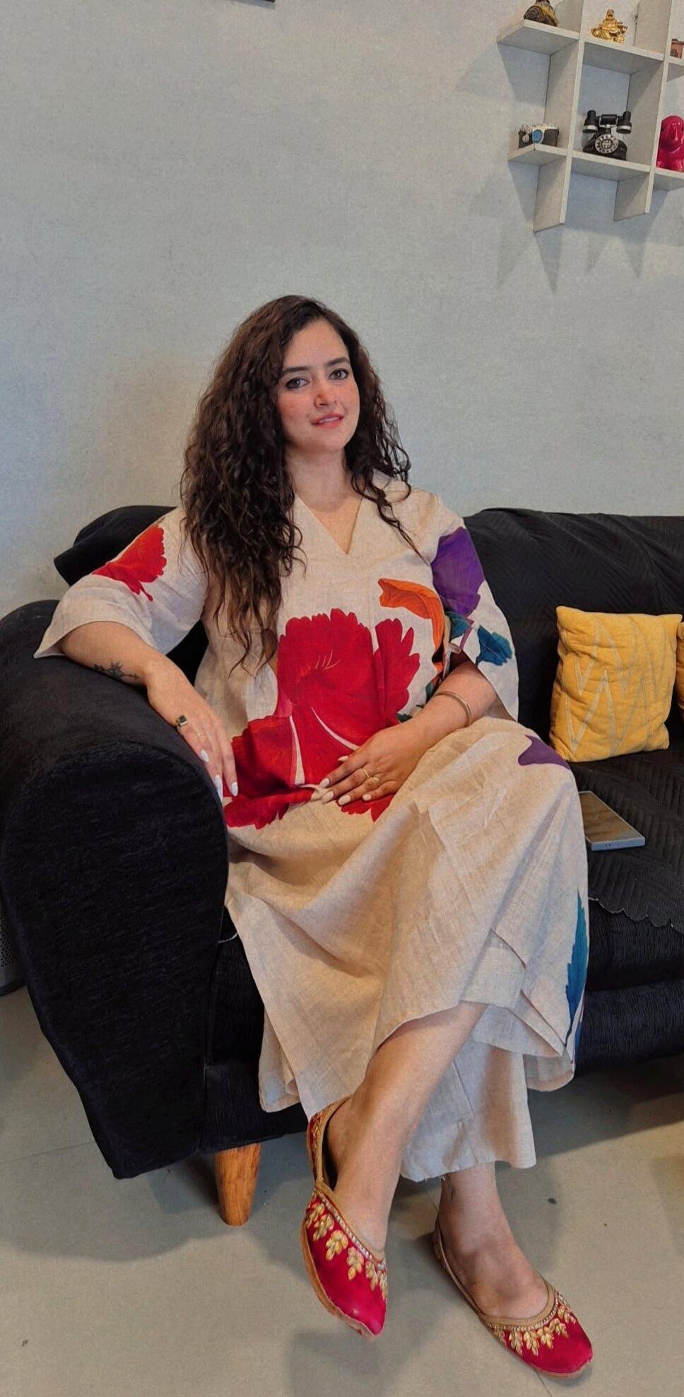 Hibiscus Slub Cotton Kurta Set - Off White