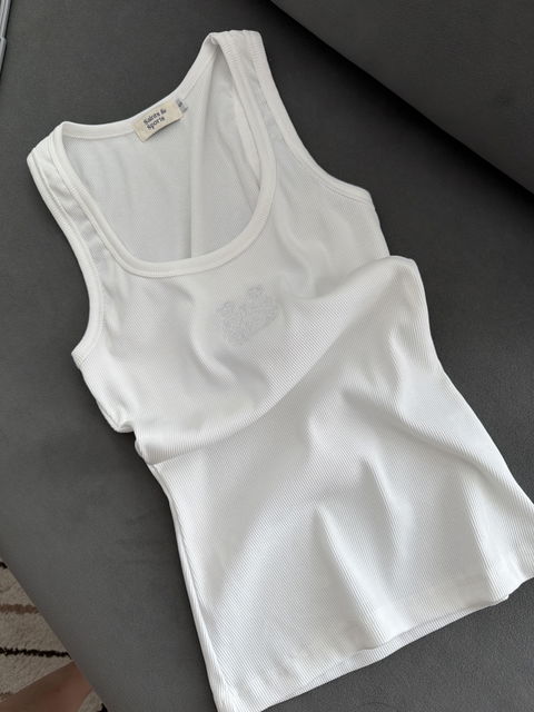 Crawford Ribbed Crested Tank - Porcelain White
