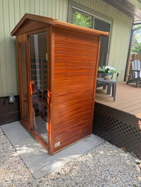Wearwell-902VT 2 Person Outdoor Ultra-Low EMF Far Infrared Sauna in Mahogany (Enhanced with Red Light)