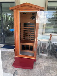 Sold Out | Wearwell-901VT 1 Person Outdoor Ultra-Low EMF Far Infrared Sauna in Mahogany