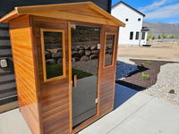 Wearwell-904VRN 4 Person Outdoor Ultra-Low EMF Far Infrared Sauna in Red Cedar (Larger + Red Light)