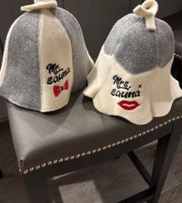 Sauna Hats 'Mr. and Mrs. Sauna', 100% Wool, Set of 2 - The Perfect Sauna Accessory for Couples