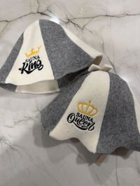 Sauna Hats “Sauna King and Queen”, 100% Wool, Set of 2