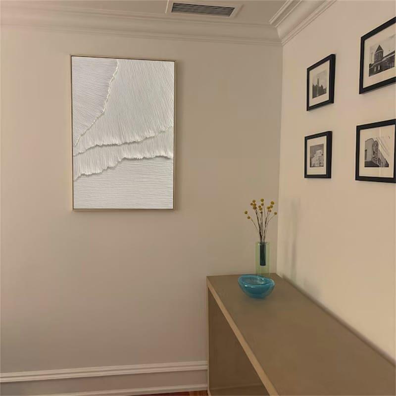 Large White Texture Artwork: Minimal Abstract Wall Decor #ZZ 143