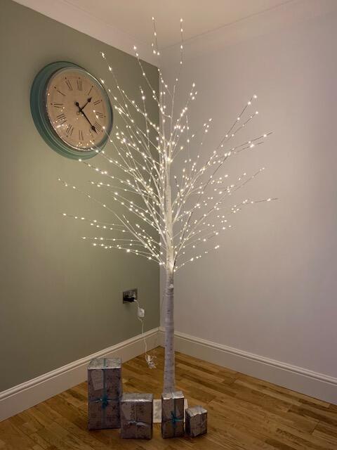 210cm LED White Birch Tree | 480 Warm White Fairy Lights | Indoor & Outdoor Decoration