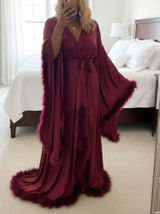 Luxury Satin Feather Bridal Robe | Victorian Style Wedding & Photoshoot Robe