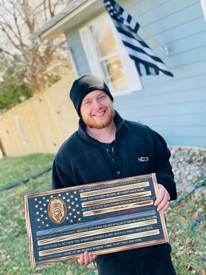 Rustic American Flag, US Carved Flag - Customized Logo, symbol - Department of Corrections