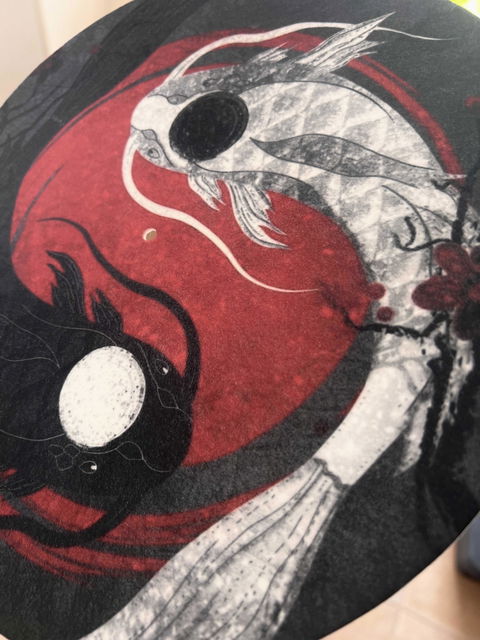 Japanese Yin Yang Koi Fish Art Turntable Slip Mat