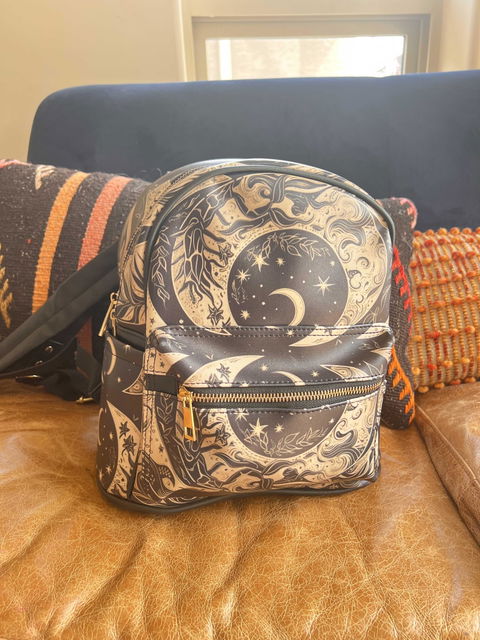 Celestial moon witchy mini PU Backpack | Sense Forest