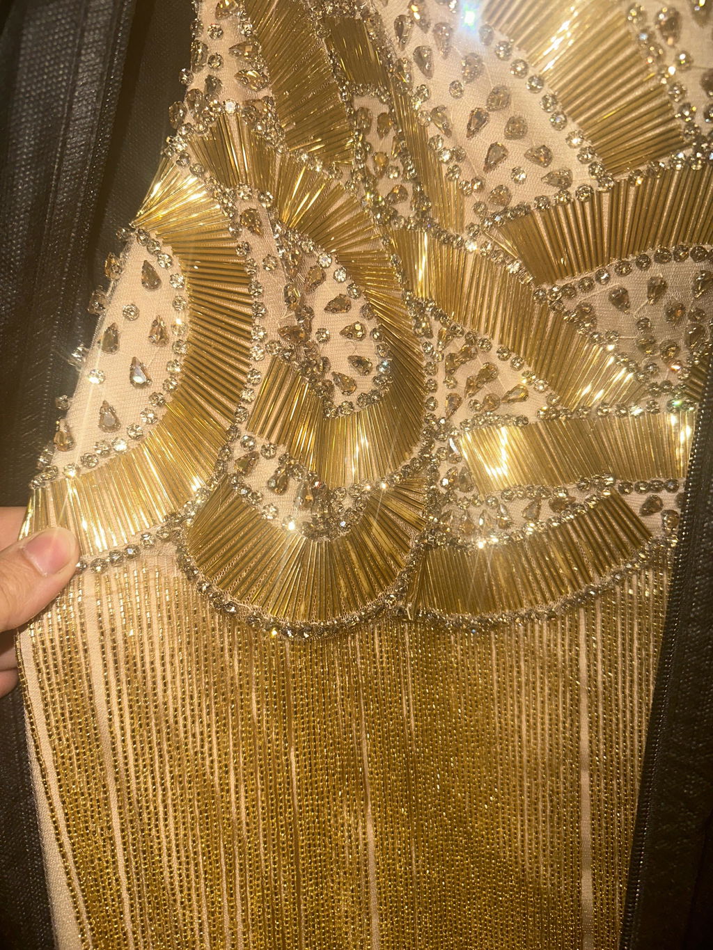 Luxury Hand Made Gold Scallop Tassel Evening Dress LA73748