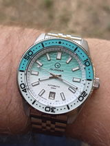 Islander Watch Northport Hi-Beat Automatic Seafoam Green and White Ripple Dial #ISL-155
