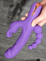 G Spot Rabbit Vibrator Sex Toy Rabbit Dildo with Vibrating Anal Beads - JAFFEN