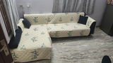 L-Shape Sofa Cover with Non Slip Base (Silent Meadow)