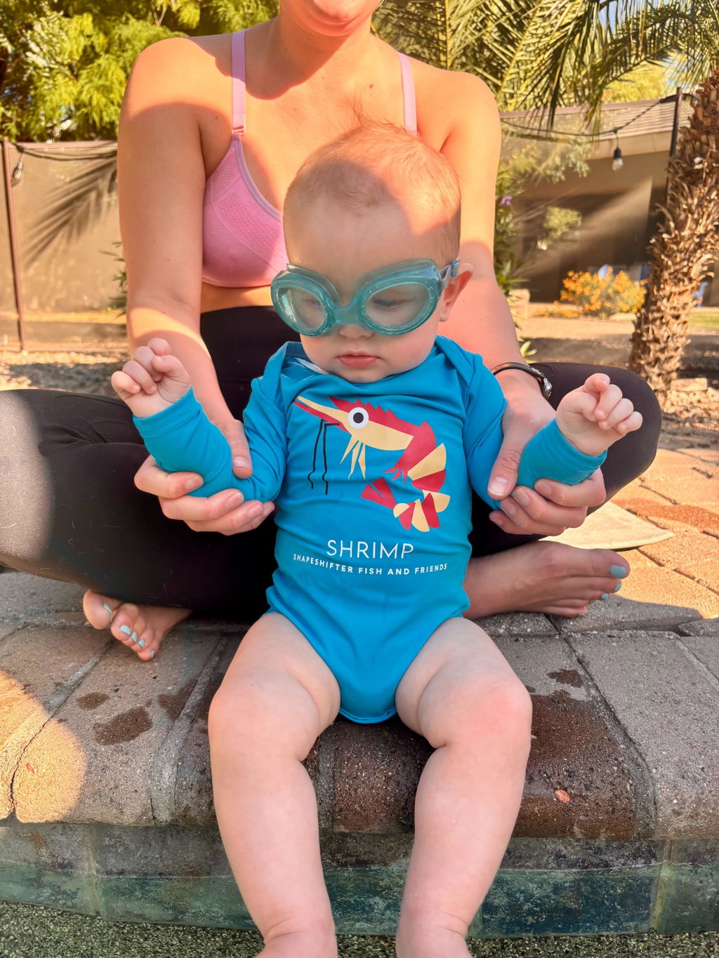 Neon Blue Shrimp UPF50+ Sun Protective Baby Onesie