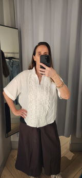 Astoria Lace Trim Shirt - White