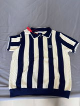 060311 New high-quality diamond-pattern jacquard design open-weave knit polo shirt