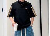 1211 New woven band hand sleeve patchwork T-shirt