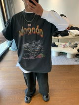 250212 New city night scene direct print wash to make old T-shirts