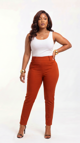 Vivo Slim Fit Pants in Crepe - Rust