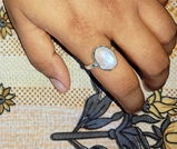 Rainbow Moonstone Silver Ring
