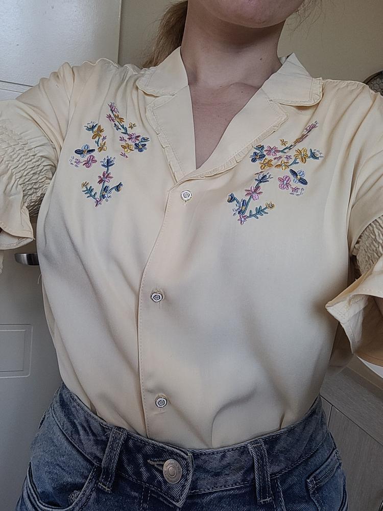 Alicia Floral Embroidery Puff Sleeve Victorian Blouse