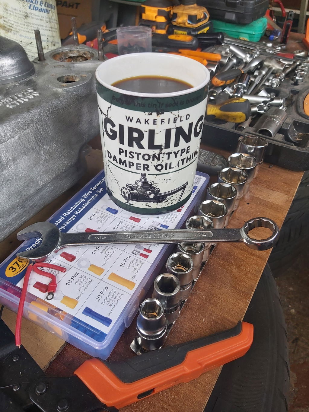 Vintage Damper Oil Mug | Classic Car Mug with Wakefield Piston Design