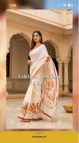 Pujo Scroll Panjabi — Five Moments of Durga Puja Print on White Cotton Panjabi for Durga Puja 2026