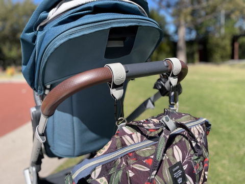 SmileyBubblyBaby Vegan Leather Pram Hooks - Stylish Stroller Clips for Nappy Bags