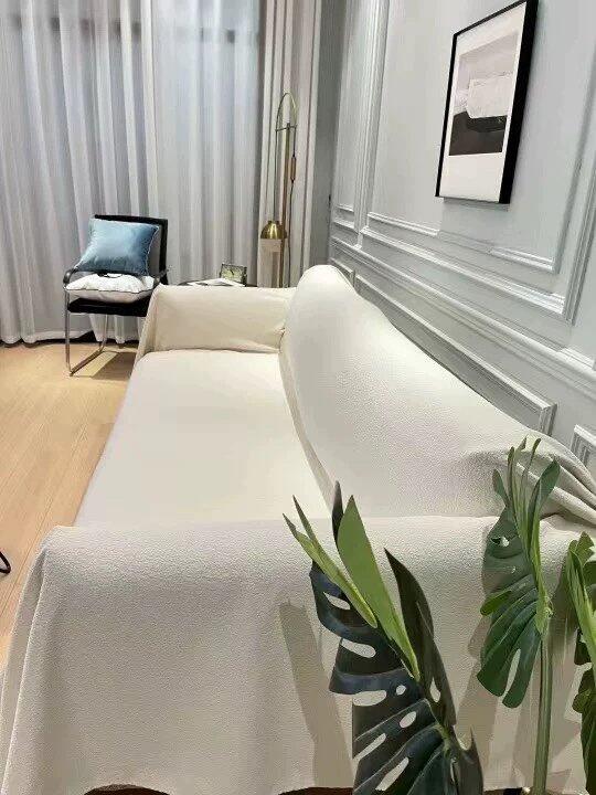Customer photo from Otilia Cenan showing the LuxeGuard Waterproof Couch Blanket on their sofa