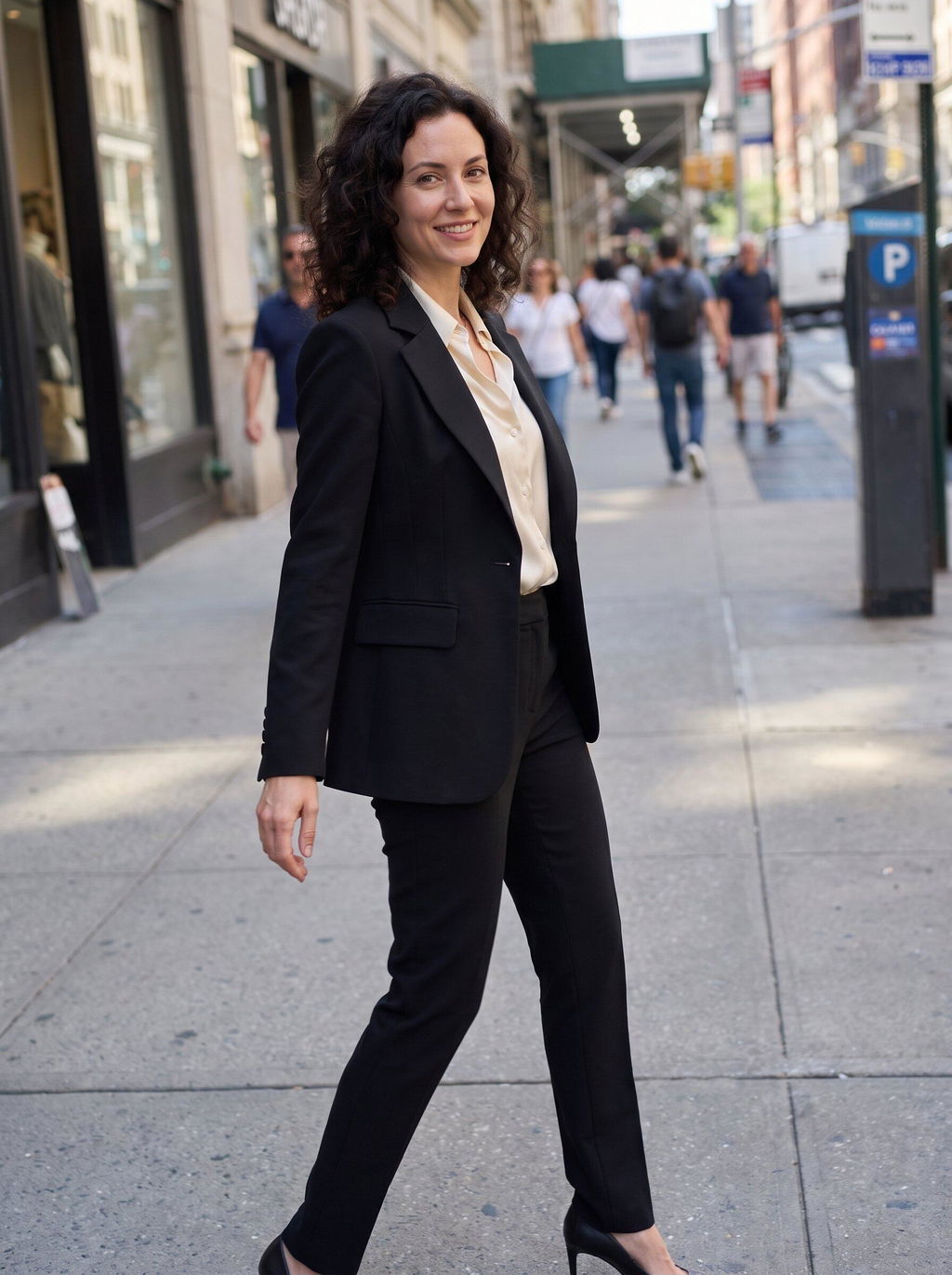 SoloveDress Women's 2 Pieces Solid Suit Notch Lapel Single Button Suit (Blazer+Pants)