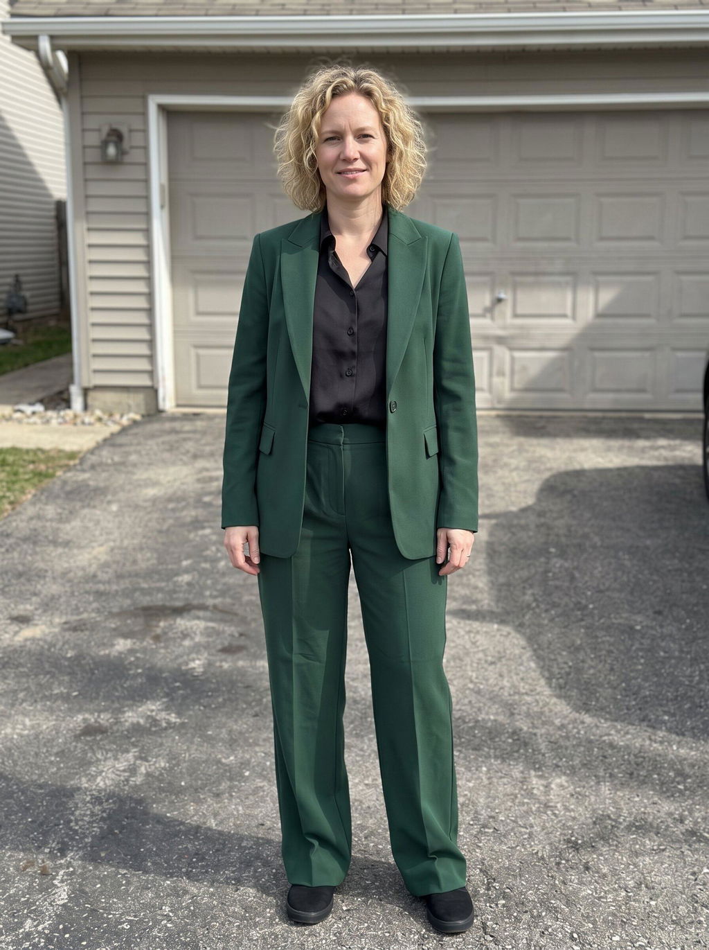 SoloveDress Women's 2 Pieces Solid Peak Lapel Single Button Suit (Blazer+Pants)