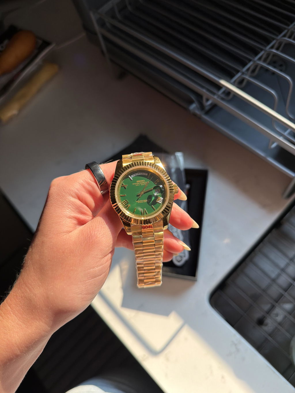 Dual-Date Mod "Yellow Gold/Green" Watch