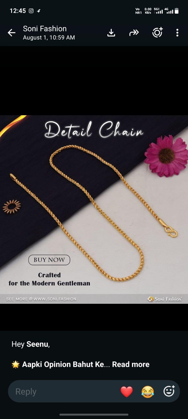 Gold Plated 21 Inch Sophisticated Chain for Men | Handmade Fancy Chain - Style C998