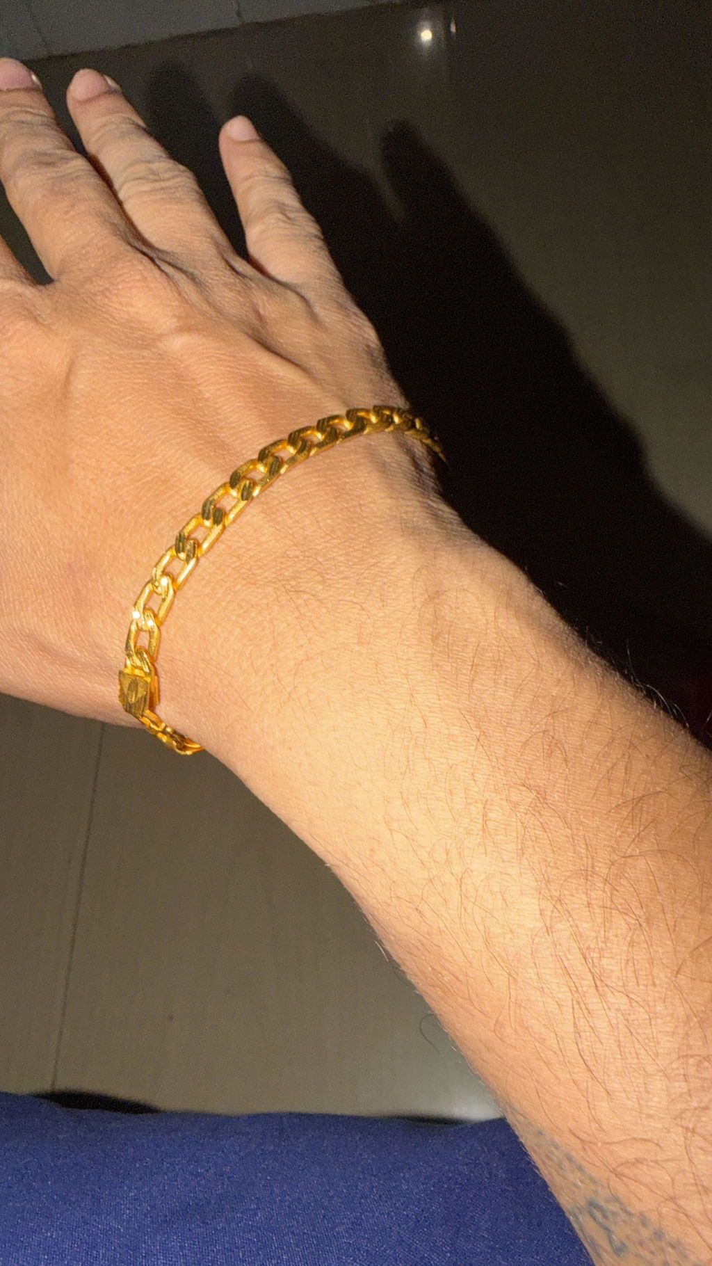 Gold Plated Fashionable Link Style Bracelet for Men | Handmade - Style E559