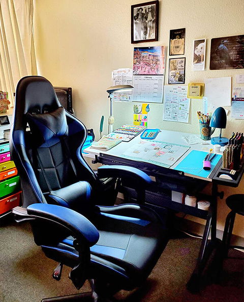 Captain Series Storm Blue Ergonomic Gaming Chair with Footrest