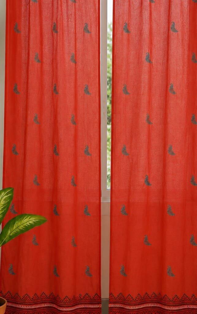 SootiSyahi 'Dawning Pastel' Handblock Printed Cotton Door Curtain
