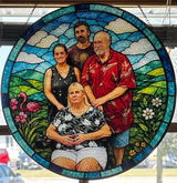Custom Family Pet Portrait Suncatcher | Personalized Stained Glass from Your Photo