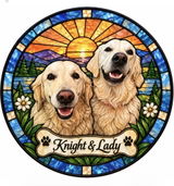 Custom Dog Portrait Suncatcher — Personalized Doodle Mix | Stained Glass from Your Photo