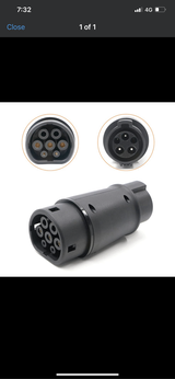 32A Type 1 to Type 2 EV Charging Adapter