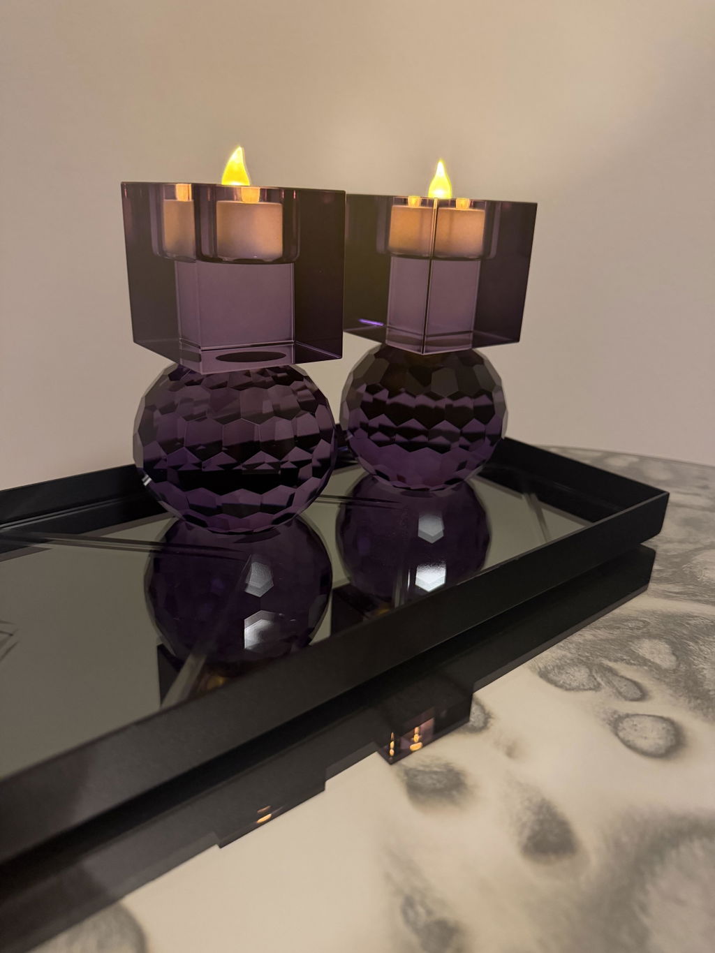 Shadow T-light Lysestage - Black Purple