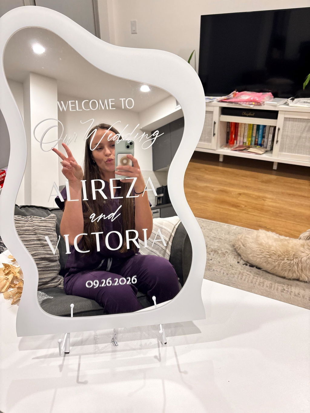 Organic Wavy Shape Wedding Welcome Sign — Clear Acrylic