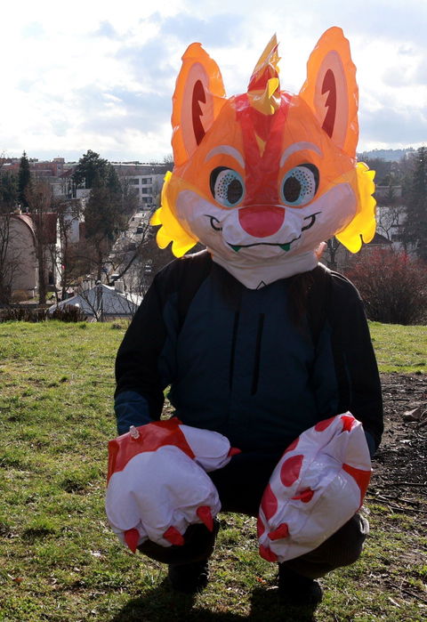 Set Inflatable tiger fox Costume furry fandom