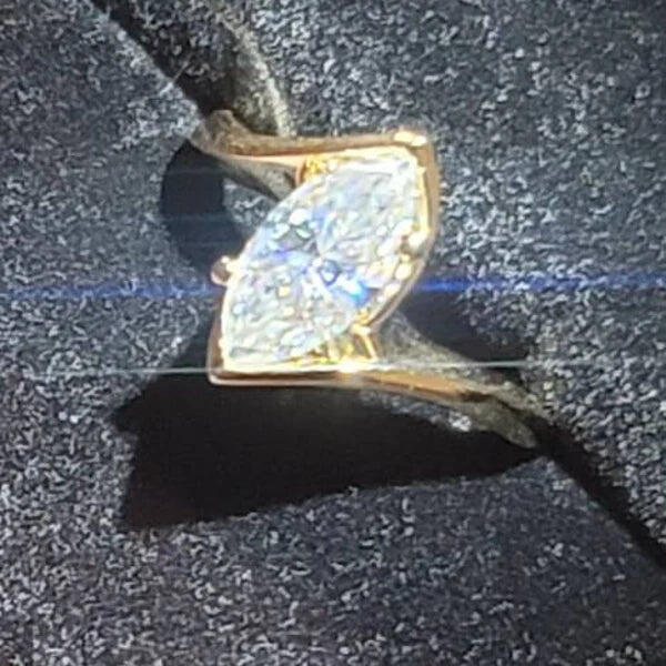 Solid Gold Marquise Cut Moissanite Engagement Ring