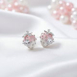 Pink Ombré Crystal Strawberry Earrings