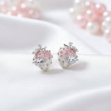 Pink Ombré Crystal Strawberry Earrings