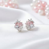 Pink Ombré Crystal Strawberry Earrings