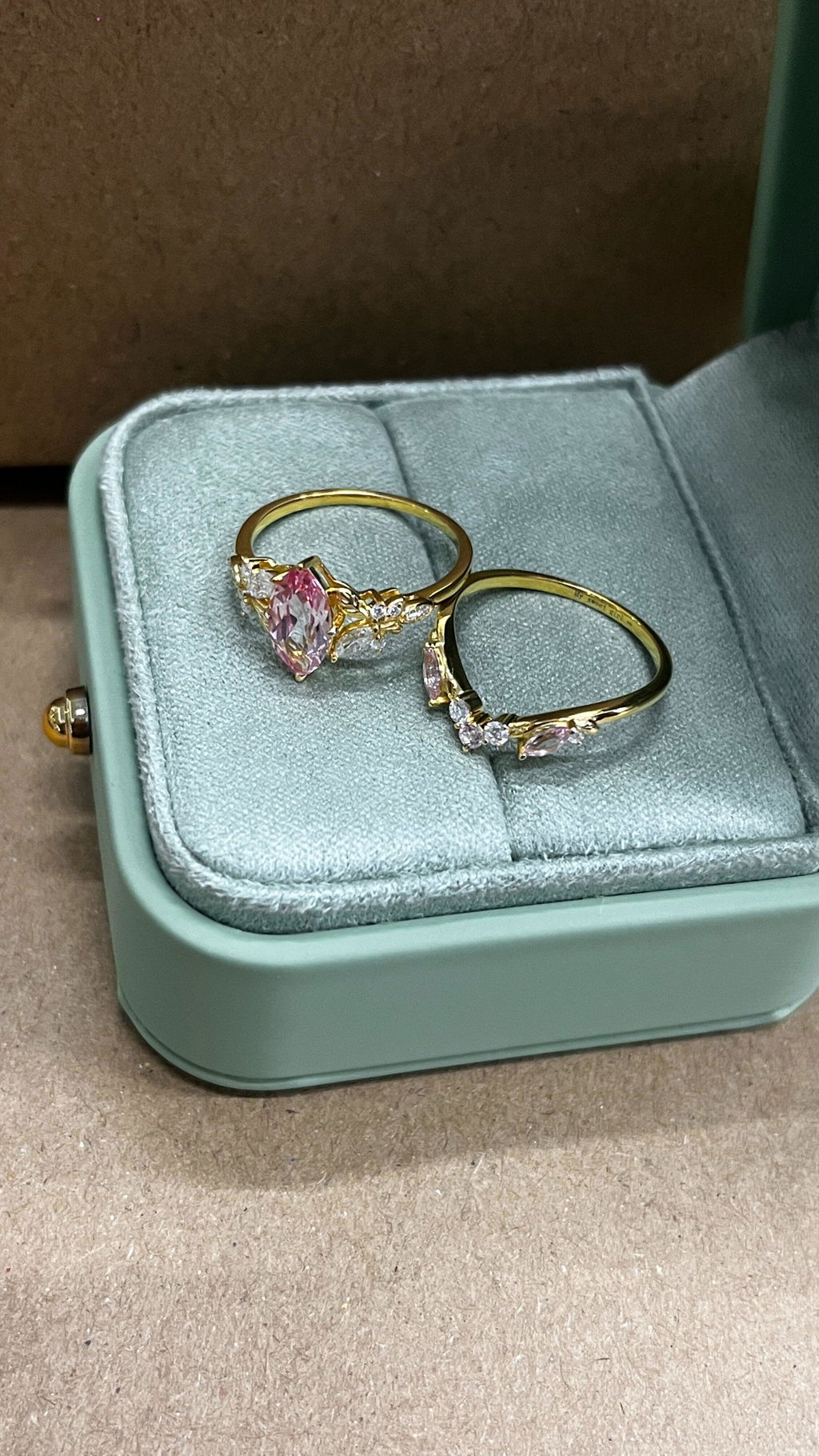 Peony's Bloom | Marquise Pink Sapphire Bridal Set 2pcs