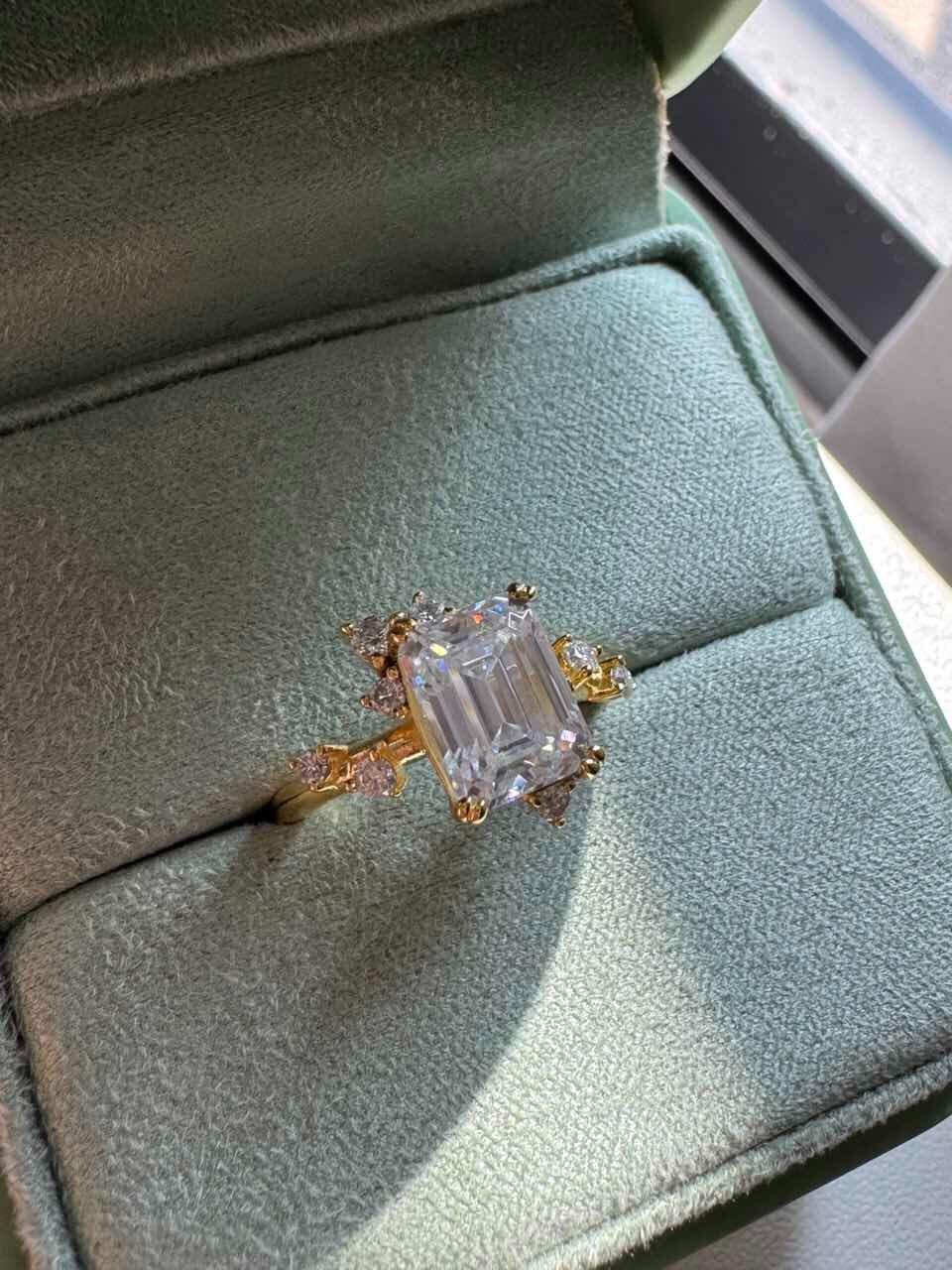 Alexandra’s Radiance | 3CT Vintage Emerald Cut Diamond Solitaire Engagement Ring